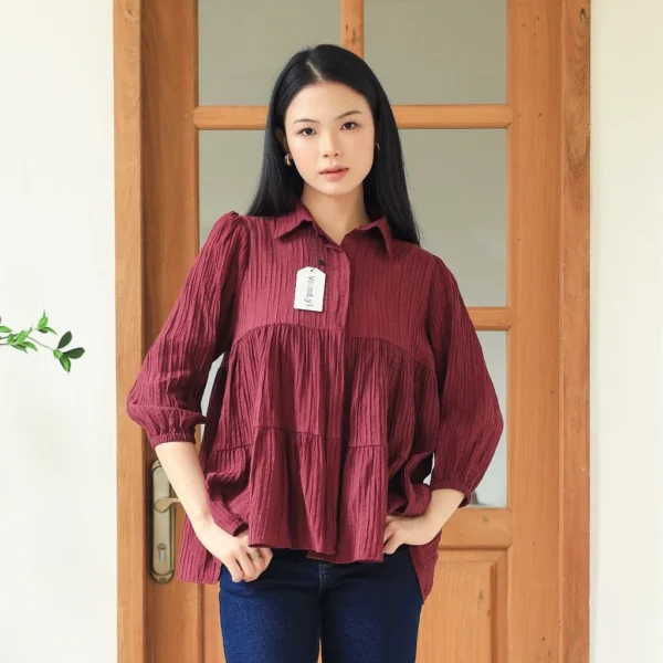 Atasan Cewek Korea Style | Blus Lengan 7/8 Premium