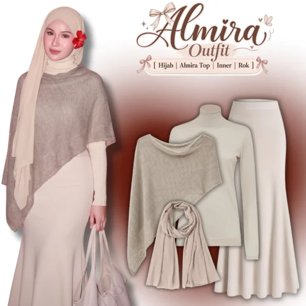 id-11134207-81ztg-msfdhnz7ke80b5 Setelan OOTD Hijab Wanita Kekinian – One Set Poncho & Rok Duyung ✨
